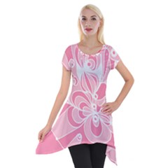 Pink Zendoodle Short Sleeve Side Drop Tunic by Mazipoodles