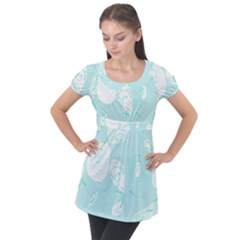 Fish 121 Puff Sleeve Tunic Top by Mazipoodles