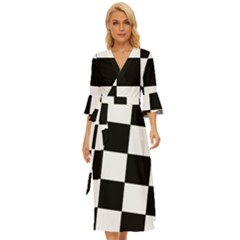 Grid-domino-bank-and-black Midsummer Wrap Dress by BangZart