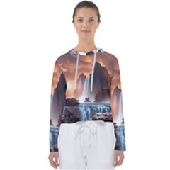 Water Waterfall Nature River Lake Planet Fantasy Women s Slouchy Sweat by Uceng