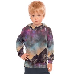 Mountain Space Galaxy Stars Universe Astronomy Kids  Hooded Pullover by Uceng