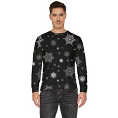 Christmas Snowflake Seamless Pattern With Tiled Falling Snow Men s Fleece Sweatshirt by Uceng