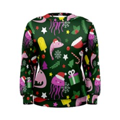 Dinosaur Colorful Funny Christmas Pattern Women s Sweatshirt by Uceng