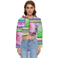 Colorful Pattern Women s Lightweight Cropped Hoodie by gasi