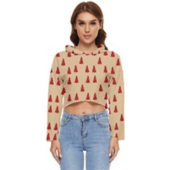Red Christmas Tree Brown Women s Lightweight Cropped Hoodie by TetiBright
