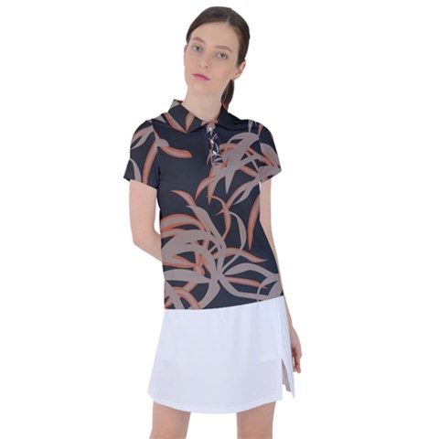 Leaf Leaves Pattern Print Women s Polo Tee by Ravend