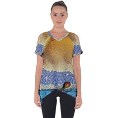 Abstract Painting Art Texture Cut Out Side Drop Tee by Ravend