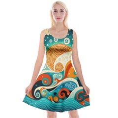 Waves Ocean Sea Abstract Whimsical (3) Reversible Velvet Sleeveless Dress by Jancukart