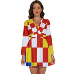Antwerp Flag Long Sleeve V-neck Chiffon Dress  by tony4urban