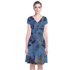 Oceanenia Short Sleeve Front Wrap Dress by PollyParadiseBoutique7
