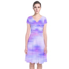 Bright Colored Stain Abstract Pattern Short Sleeve Front Wrap Dress by dflcprintsclothing