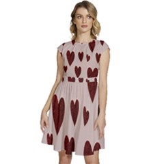 Valentine Day Heart Love Pattern Cap Sleeve High Waist Dress by artworkshop