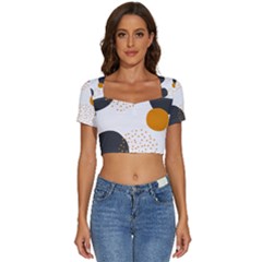 Abstract Circle Pattern T- Shirt Abstract Circle Pattern 3 Short Sleeve Square Neckline Crop Top  by maxcute