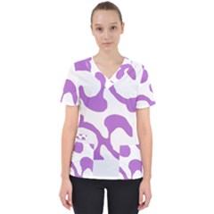 Abstract Pattern Purple Swirl T- Shirt Abstract Pattern Purple Swirl T- Shirt Women s V-neck Scrub Top by maxcute