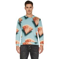 Watermelon Against Blue Surface Pattern Men s Fleece Sweatshirt by artworkshop
