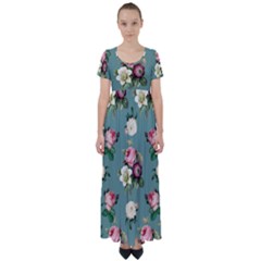 Victorian Floral High Waist Short Sleeve Maxi Dress by fructosebat
