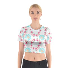 Batik T- Shirt Batik Flower Pattern 6 Cotton Crop Top by maxcute