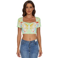 Butterfly Art T- Shirtbutterfly T- Shirt (1) Short Sleeve Square Neckline Crop Top  by maxcute