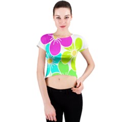Colorful Flower T- Shirtcolorful Blooming Flower, Flowery, Floral Pattern T- Shirt Crew Neck Crop Top by maxcute