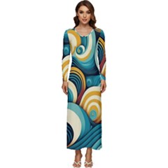 Waves Long Sleeve Velour Longline Maxi Dress by fructosebat