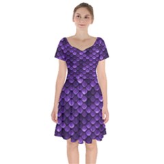 Purple Scales! Short Sleeve Bardot Dress by fructosebat