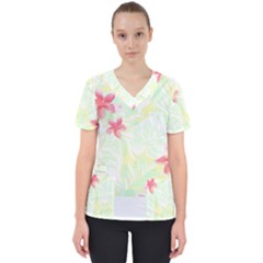 Hawaii T- Shirt Hawaii Flora Garden T- Shirt Women s V-neck Scrub Top by maxcute