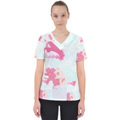 Hawaii T- Shirt Hawaii Lis Flowers Trend T- Shirt Women s V-neck Scrub Top by maxcute
