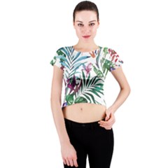 Tropical T- Shirt Tropical Bloom Wool Flowers T- Shirt Crew Neck Crop Top by maxcute