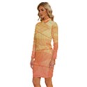 Orange Leaves Colorful Transparent Texture Of Natural Background Long Sleeve Shirt Collar Bodycon Dress View2