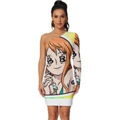 Nami Lovers Money Long Sleeve One Shoulder Mini Dress by designmarketalsprey31