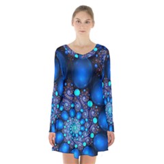 Digitalart Balls Long Sleeve Velvet V-neck Dress by Sparkle