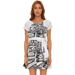 Scarface Movie Traditional Tattoo Puff Sleeve Frill Dress by tradlinestyle