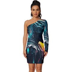 Who Sample Robot Prettyblood Long Sleeve One Shoulder Mini Dress by Ravend