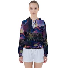 Lake Galaxy Stars Science Fiction Women s Tie Up Sweat by Uceng