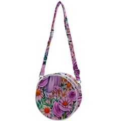 Bright And Brilliant Bouquet Crossbody Circle Bag by GardenOfOphir