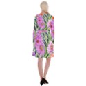 Cheerful Watercolors – Flowers Botanical Long Sleeve Velvet Front Wrap Dress View2