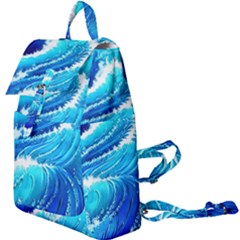 Simple Blue Ocean Wave Buckle Everyday Backpack by GardenOfOphir