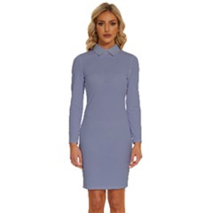 Cool Grey	 - 	long Sleeve Shirt Collar Bodycon Dress by ColorfulDresses