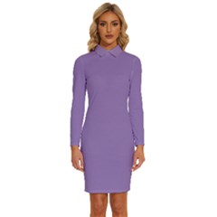 Mountain Majesty Purple	 - 	long Sleeve Shirt Collar Bodycon Dress by ColorfulDresses