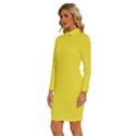 Neon Yellow	 - 	Long Sleeve Shirt Collar Bodycon Dress View2