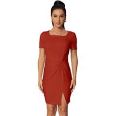 Rufous Red	 - 	fitted Knot Split End Bodycon Dress by ColorfulDresses