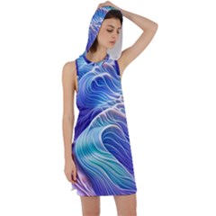 Majestic Ocean Waves Racer Back Hoodie Dress by GardenOfOphir