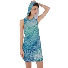Wave Of The Ocean Racer Back Hoodie Dress by GardenOfOphir