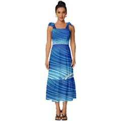 Watercolor Wave Tie-strap Tiered Midi Chiffon Dress by GardenOfOphir