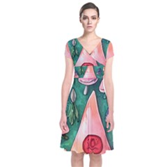 Magic Mushroom Wizardry Short Sleeve Front Wrap Dress by GardenOfOphir