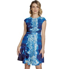 Water Blue Wallpaper Cap Sleeve High Waist Dress by artworkshop