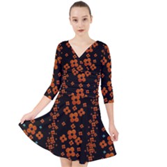 Oil Painted Bloom Brighten Up In The Night Quarter Sleeve Front Wrap Dress by pepitasart