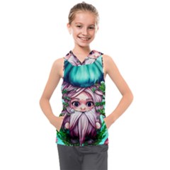 Witchy Forest Mushrooms Kids  Sleeveless Hoodie by GardenOfOphir