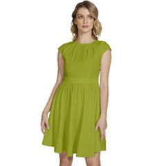 Citron Green	 - 	cap Sleeve High Waist Dress by ColorfulDresses
