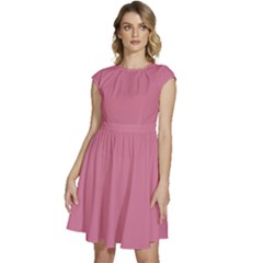 Chateau Rose Pink	 - 	cap Sleeve High Waist Dress by ColorfulDresses